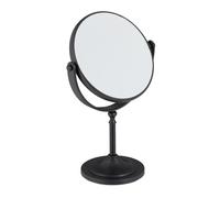 Relaxdays Espejo Maquillaje y Tocador, Aumento 2X, Giro de 360º, 2 Caras Reflectantes, Redondo, 27,5x18x10,5 cm, Negro