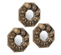 Relaxdays Espejos de Pared Diseño Flor Octogonal Set 3, Decorativos, Salón, Pasillo, 25 cm, Marcos de Plástico, Dorado, 25 x 25 x 2 cm Aprox