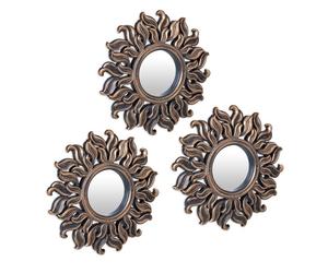Relaxdays Espejos de pared set de 3 soles bronce cobre
