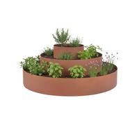 Relaxdays Espiral para Hierbas 3 Piezas Ø30/60/90 cm, Altura 20 cm, Acero Efecto óxido, pirámide jardín marrón