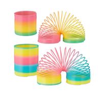 Relaxdays Espirales de juguete arcoíris set de 4 amarillo,rosa,turquesa