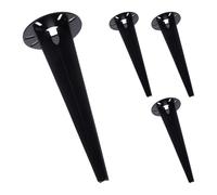 Relaxdays: estacas para lámparas de jardín, set de 4, negro | Anclajes de suelo, pasacables, 30 cm, acero inoxidable