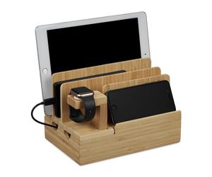 Relaxdays Estación carga para varios dispositivos marrón claro