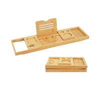 Relaxdays Estante ajustable para bañera de bambú marrón claro