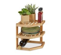 Relaxdays Estante Armario Cocina, Bambú, 14 x 24, 24,5 cm, Repisa para Encimera y Mueble de Despensa, Natural, 25,5 x 25,5 x 25,5 cm