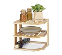 Relaxdays Estante Armario Cocina, Repisa para Encimera y Mueble de Despensa, Bambú, 24 x 27 x 25,5 cm, Natural