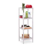 Relaxdays Estante Baño Nogal, con Baldas, Abierto, Cuadrado, Estantería Madera, 112 x 36 x 36 cm, Independiente, Blanco, Varios Tamaños