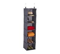 Relaxdays Hängeregal Kleiderschrank 6 Fächer Organizador Armario con 6 Compartimentos, Tela, 139x30x30 cm, 2 Ganchos, Almacenamiento de Ropa Colgante, Gris, Cartón
