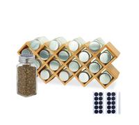 Relaxdays Estante de especias de bambú con frascos marrón claro,plata,transparente