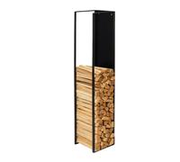 Estante para leña Relaxdays, Montaje en Pared, HBT: 160 x 25 x 25 cm, leña, Acero, Negro