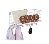 Relaxdays Estante de pared con perchero industrial blanco,marrón claro