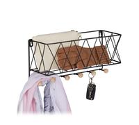 Relaxdays Estante de pared con perchero industrial marrón claro,negro