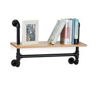 Relaxdays Estante de Pared, Hierro Fundido, Negro, 24x60x41.5 cm