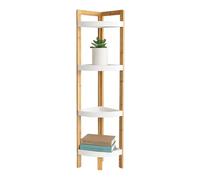 Relaxdays Estante en Esquina bambú, 4 estantes, HBT: 105,5 x 23 x 23 cm, para baño y Cocina, Ahorra Espacio, Natural.