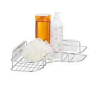 Relaxdays Estante esquinero de ducha sin taladrar plata