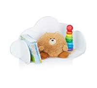 relaxdays Estante Flotante para niños, Dormitorio Infantil, MDF, Decoración, Librería, 31,5 x 60 x 21 cm, Blanco, Tablero de Fibras
