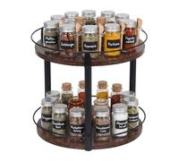 Relaxdays Estante Giratorio para Especias (2 Niveles), Color marrón y Negro | 360° Spice Rondel, protección contra caídas, altura x profundidad: 26 x 28 cm, aceite y vinagre