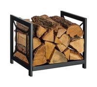 Relaxdays Estante metálico moderno para leña negro