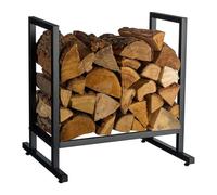 Relaxdays, Metal, Moderno, HBT: 62 x 60 x 49 cm, Estante, Madera apilada y leña, Negro, 100% Hierro