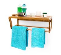 Relaxdays Estante para baño con toallero marrón claro