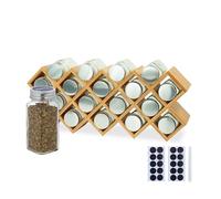 Relaxdays Estante para Especias bambú, HBT: 18 x 43 x 9,5 cm, tarros, Etiquetas, Cocina, Natural, Vidrio, Acero Inoxidable, 18 x 43 x 9.5 cm