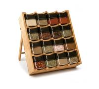 Relaxdays Estante para Especias con 16 Tarros, Bambú, 4 Niveles, Escalera Vertical, Almacenamiento Natural, 35x30x9 cm