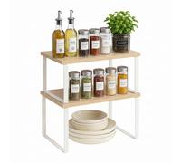 Relaxdays Estante para Especias, Juego de 2, Blanco Natural