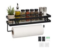 Relaxdays Estante para especias, taladrar, portarrollos 30 cm, negro