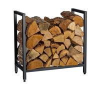 Relaxdays Estante para leña de diseño moderno negro