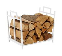 Relaxdays Estante para leña, Metal, HBT: 41 x 45 x 33 cm, Estante Plegable para Madera, leña y apilada, Blanco