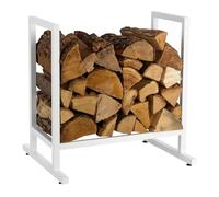 Relaxdays Estante para leña, metal, moderno, HBT: 62 x 60 x 49 cm, para madera apilada y leña, color blanco