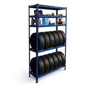 Relaxdays Estante para neumáticos 3 baldas azul