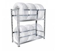 Relaxdays Estante para neumáticos, 4-6 Ruedas, Acero Plateado, Sistema de Encaje, 100×85×35 cm, 150 kg/Nivel