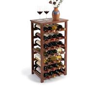 Relaxdays Estante para Vino, 28 Botellas, Madera de Nogal, 94x47x26 cm, para Vino Tinto y Blanco, marrón Oscuro