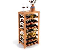 Relaxdays Estante para Vino, 28 Botellas, Madera Nogal, 94x47x26 cm, para Vino Tinto y Blanco, Color Natural