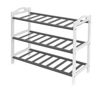 Relaxdays Estante para Zapatos, HxBxT: 48 x 70 x 25 cm, bambú, 3 Niveles, para 9 Pares, Zapatero Gris/Blanco