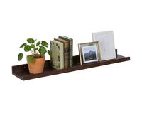 Relaxdays Estante Pared, 5 x 100 x 15 cm, Nogal, repisa Flotante para Fotos, decoración, marrón Oscuro