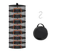 Relaxdays Estante Plegable de 8 Niveles para secar Hierbas, Frutas, Verduras y Pescado, Naranja/Negro 160x60x60 cm