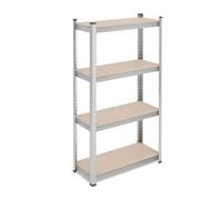 Relaxdays Estantería Metálica, 200 kg, Cargas Pesadas, Sótano, Taller, Acero Galvanizado, 138 x 70 x 30 cm, Plateado, Tablero de Fibras