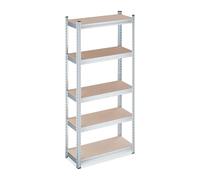 Relaxdays Estantería Almacenaje Metálica, 150x70x30 cm, para 750 kg, Acero Galvanizado, Taller, Garaje, Natural/Plateado