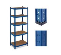 Relaxdays Estantería Metálica Cargas Pesadas, 180x70x45 cm, hasta 500 kg, 5 Baldas, Sótano o Trastero, Acero y MDF, Azul