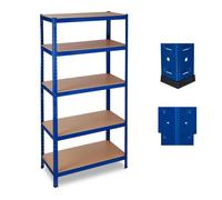 Relaxdays Estantería azul para carga pesada azul,marrón claro