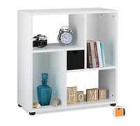 Relaxdays Estantería Baja 4 Compartimentos, Madera, Blanco-Negro, 75x75 cm