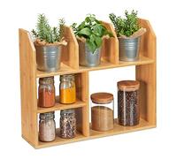 Relaxdays Estantería Bambú, 6 Baldas, 45,5 x 55 x 16 cm aprox., Cocina, Baño y Salón, Exhibidor de Decoración, Natural