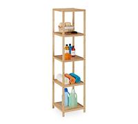 Relaxdays Estantería Baño Bambú, 5 Baldas, 162 x 38 x 39,5 cm, Estante Vertical para Lavabo y Cocina, De Pie, Natural