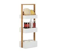 Relaxdays Estantería Baño, Madera, Blanco, 18.5x30x76 cm