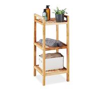 Relaxdays Estantería Baño, Madera de Nogal, 3 Repisas, 81 x 35 x 35 cm, Estante Vertical Lavabo y Cocina, Natural