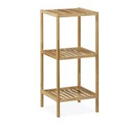 Relaxdays Estantería Baño, Madera Nogal, 3 Estantes Abiertos, 80 x 35,5 x 35,5 cm, Cuadrada, Cocina o Pasillo, Natural