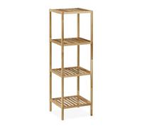 Relaxdays Estantería Baño, Madera Nogal, 4 Estantes Abiertos, 113x35,5x35,5 cm, Cuadrada, Cocina o Pasillo, Natural