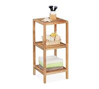 Relaxdays Estantería Baño Nogal, 79 x 36 x 36 cm, 3 Baldas, Cuadrado, Estante Vertical Cocina, Lavabo, Madera, Natural